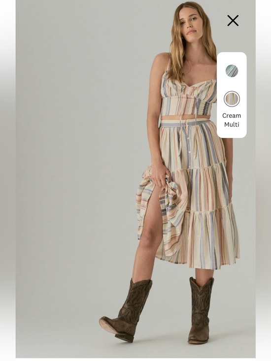 Lucky Brand Dresses & Skirts - Lucky Brand Cream Multi Striped Midi Skirt